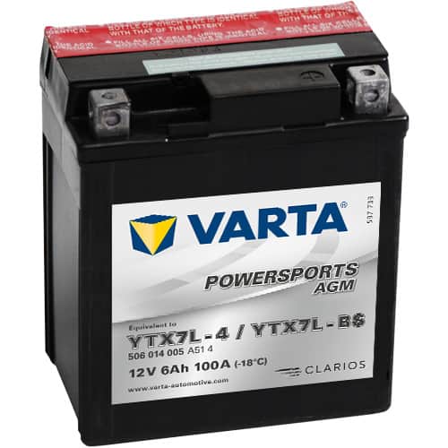 Акумулатор VARTA POWERSPORTS AGM 506 014 005 YTX7L-BS 6AH 100A 12V R+