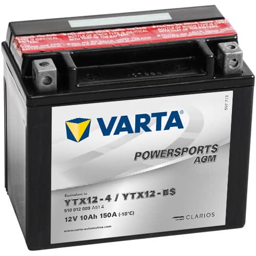 Акумулатор VARTA POWERSPORTS AGM 510 012 009 YTX12-BS 10AH 150A 12V L+