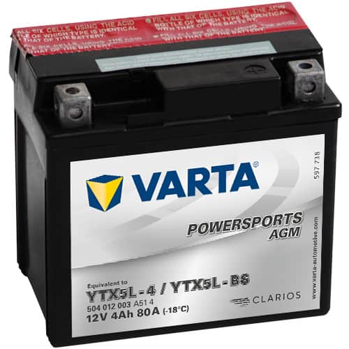 Акумулатор VARTA POWERSPORTS AGM 504 012 003 YTX5L-BS 4AH 80A 12V R+