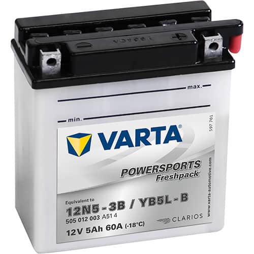 Акумулатор VARTA POWERSPORTS Freshpack 505 012 003 YB5L-B 12N5-3B 5AH 60A 12V R+